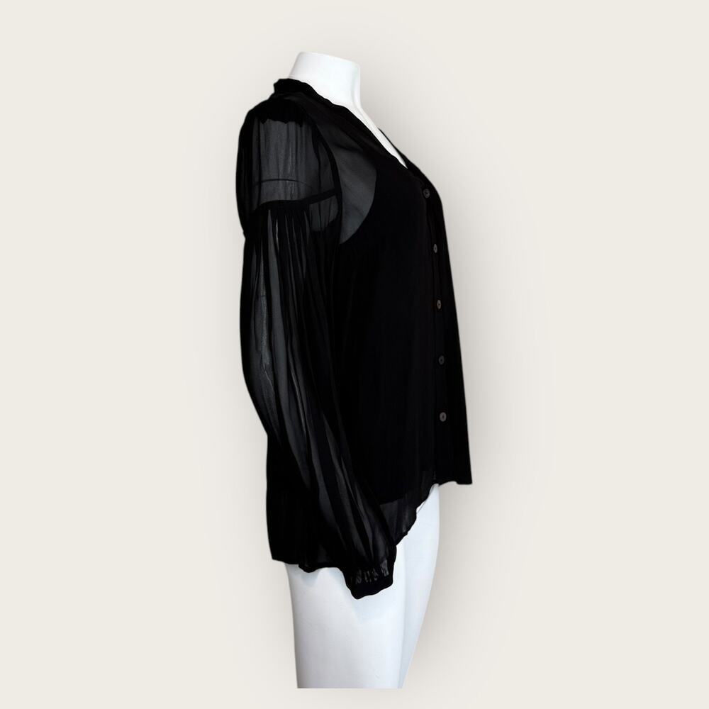 NWT | The Kooples | Sheer Button-Up Blouse & Camisole Set | Black | Size 2 - Picture 4 of 16